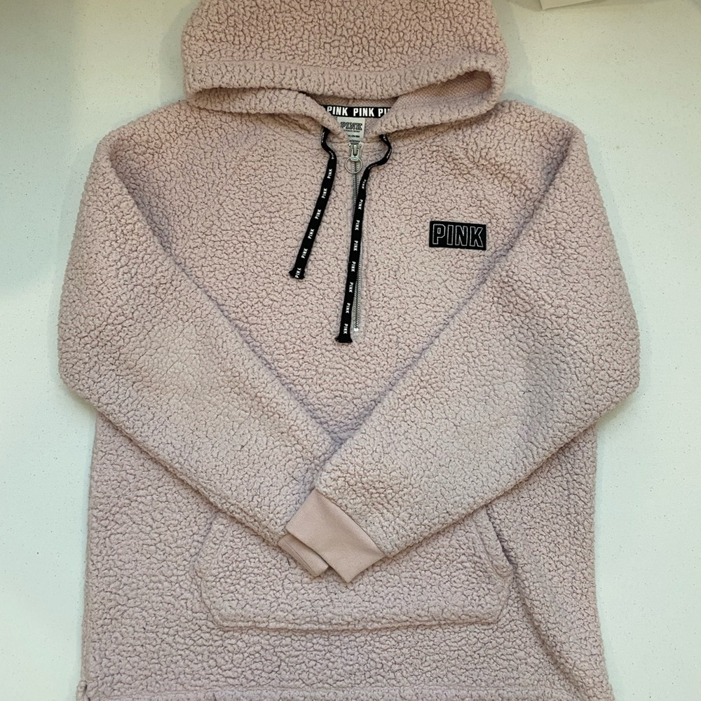 PINK Brand Blush Sherpa Hoodie size small